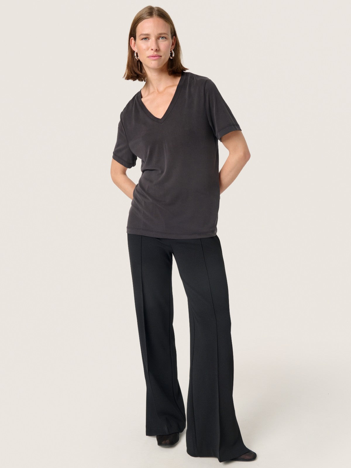 Columbine Black V-Neck Tee