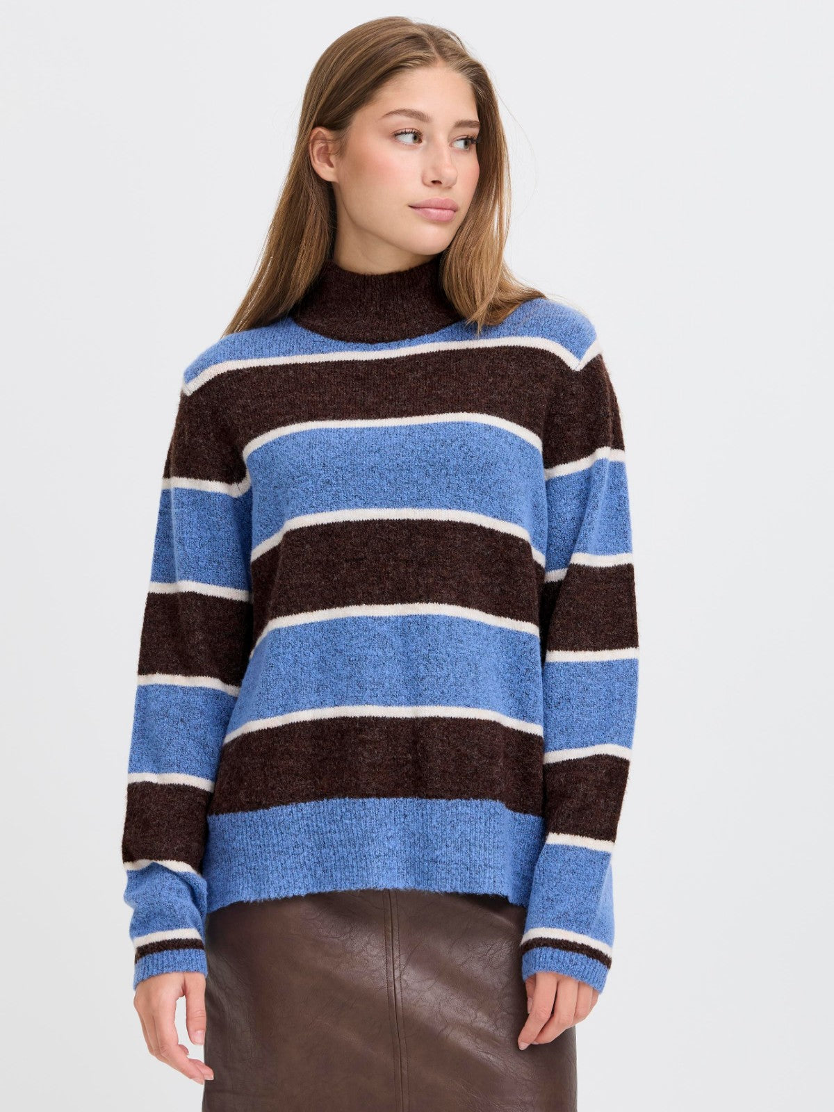 Edeen Blue Funnel Neck Jumper
