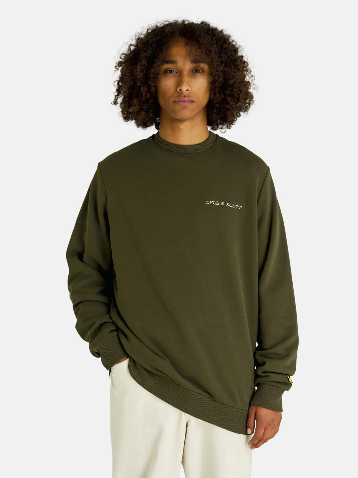 Olive Embroidered Crew Neck Sweatshirt