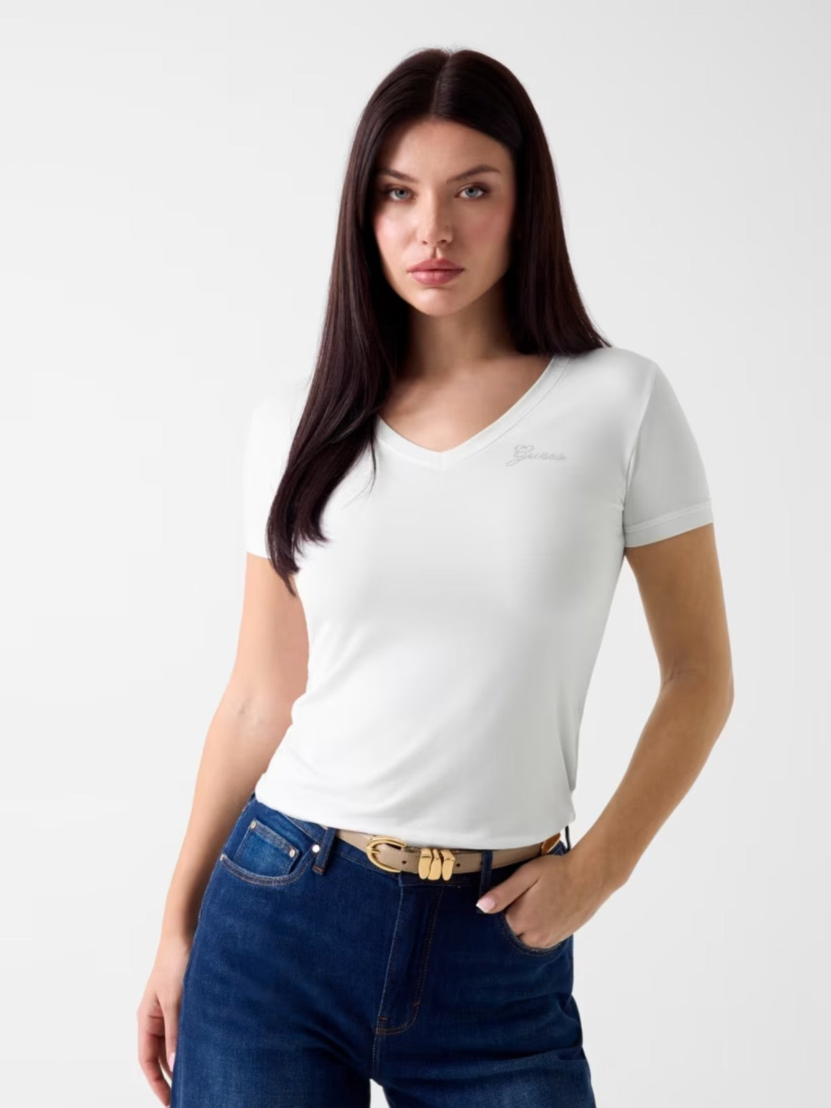 White Rhinestone Tee