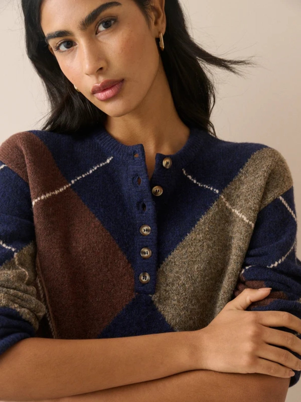 Henley Patterned Jumper
