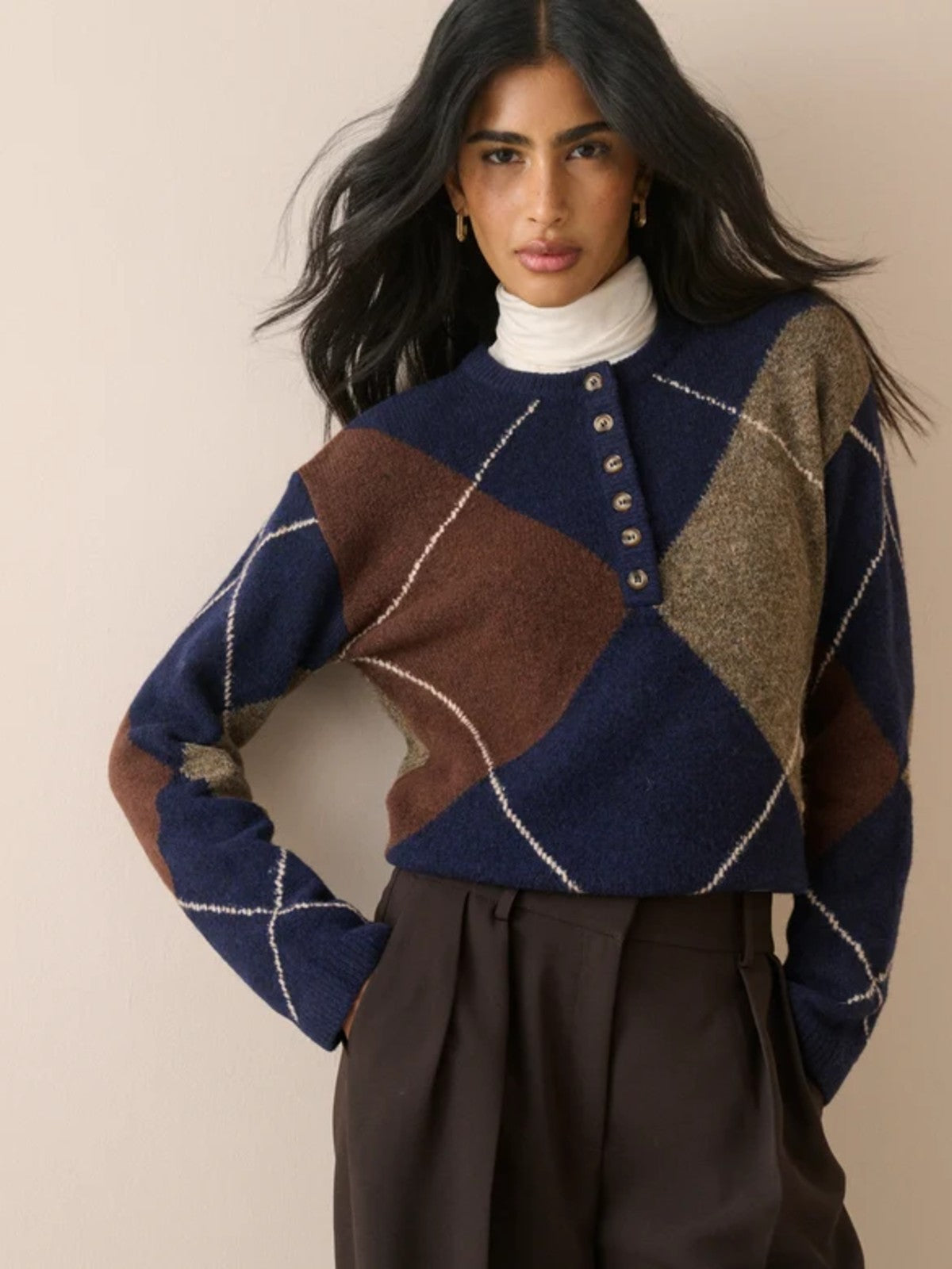 Henley Patterned Jumper