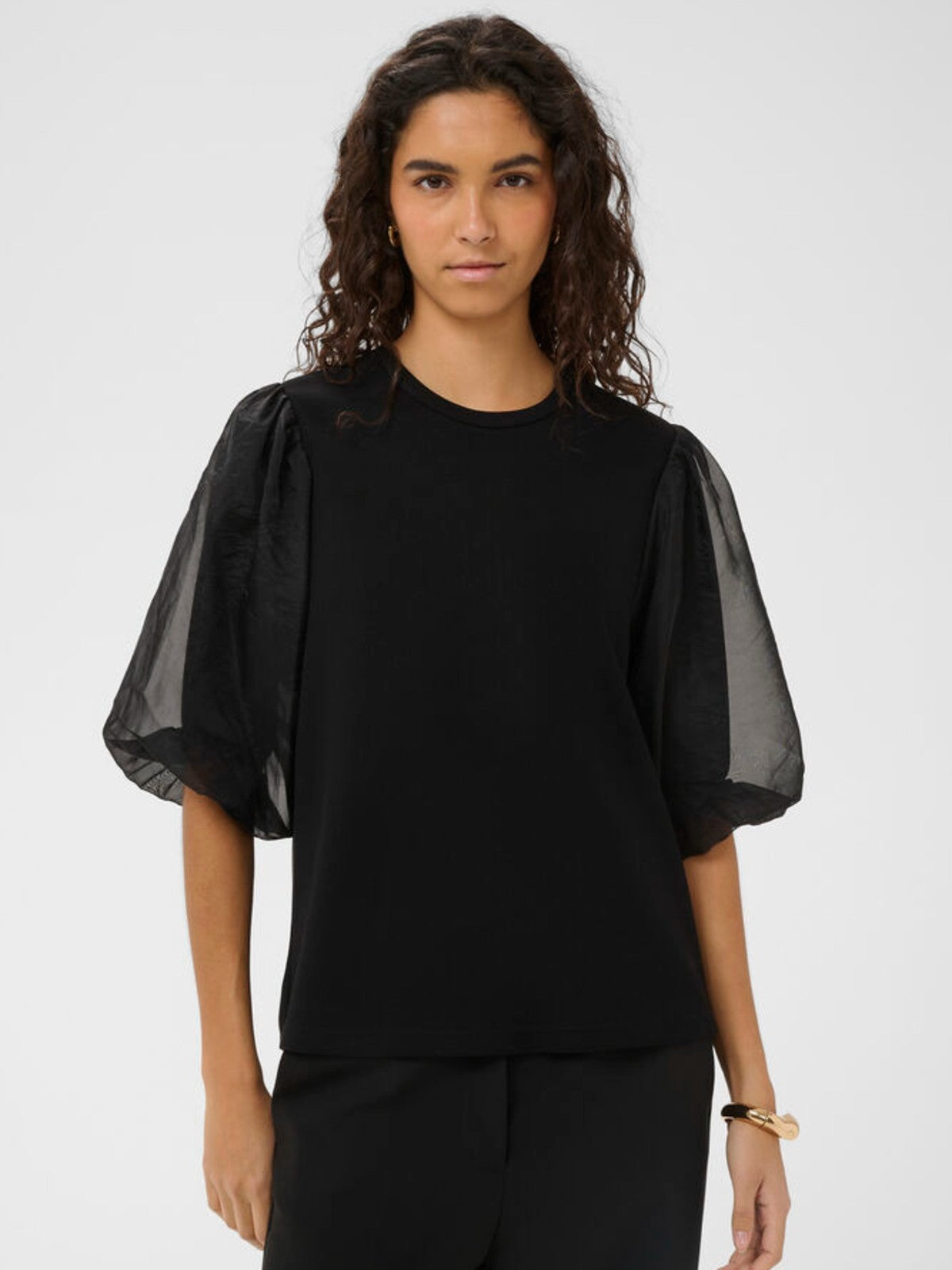 Marigold Black Puff Tee