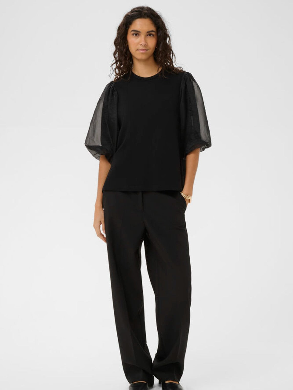 Marigold Black Puff Tee