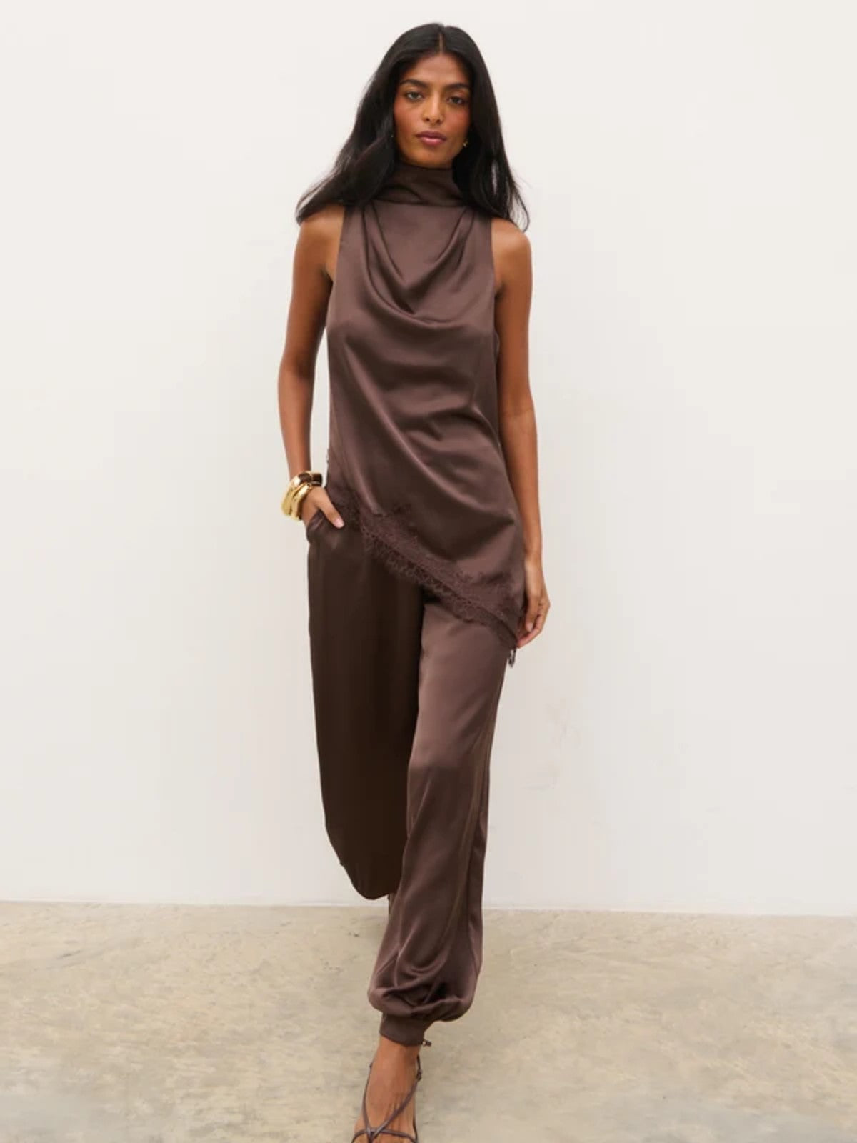 Breya Cowl Racer Top