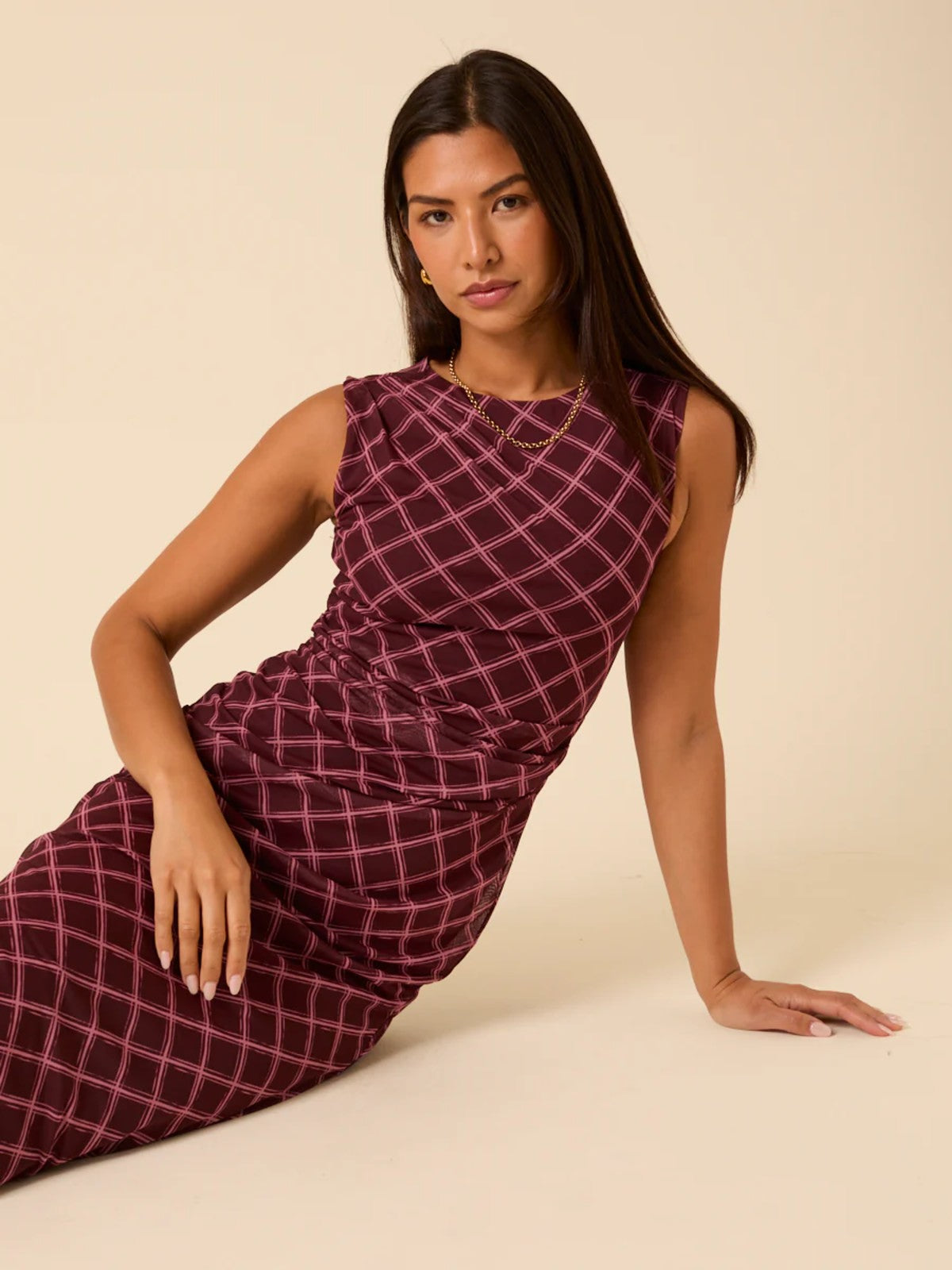 Burgundy Mesh Dress