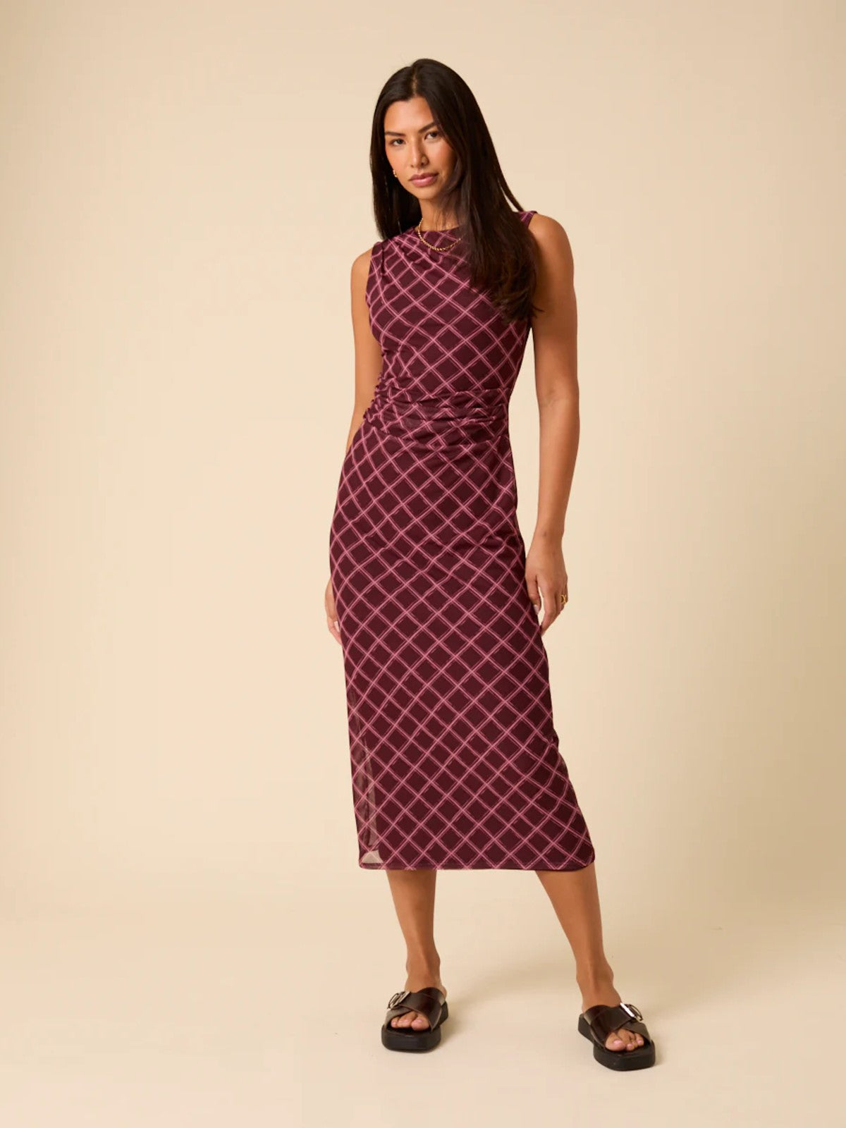 Burgundy Mesh Dress