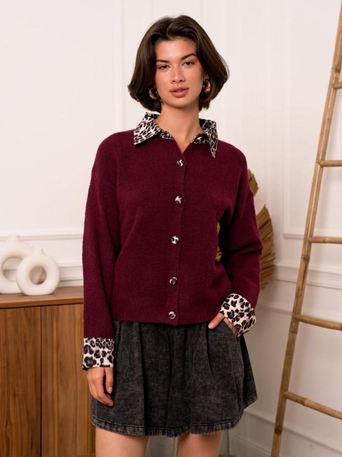 Cindy Burgundy Cardigan