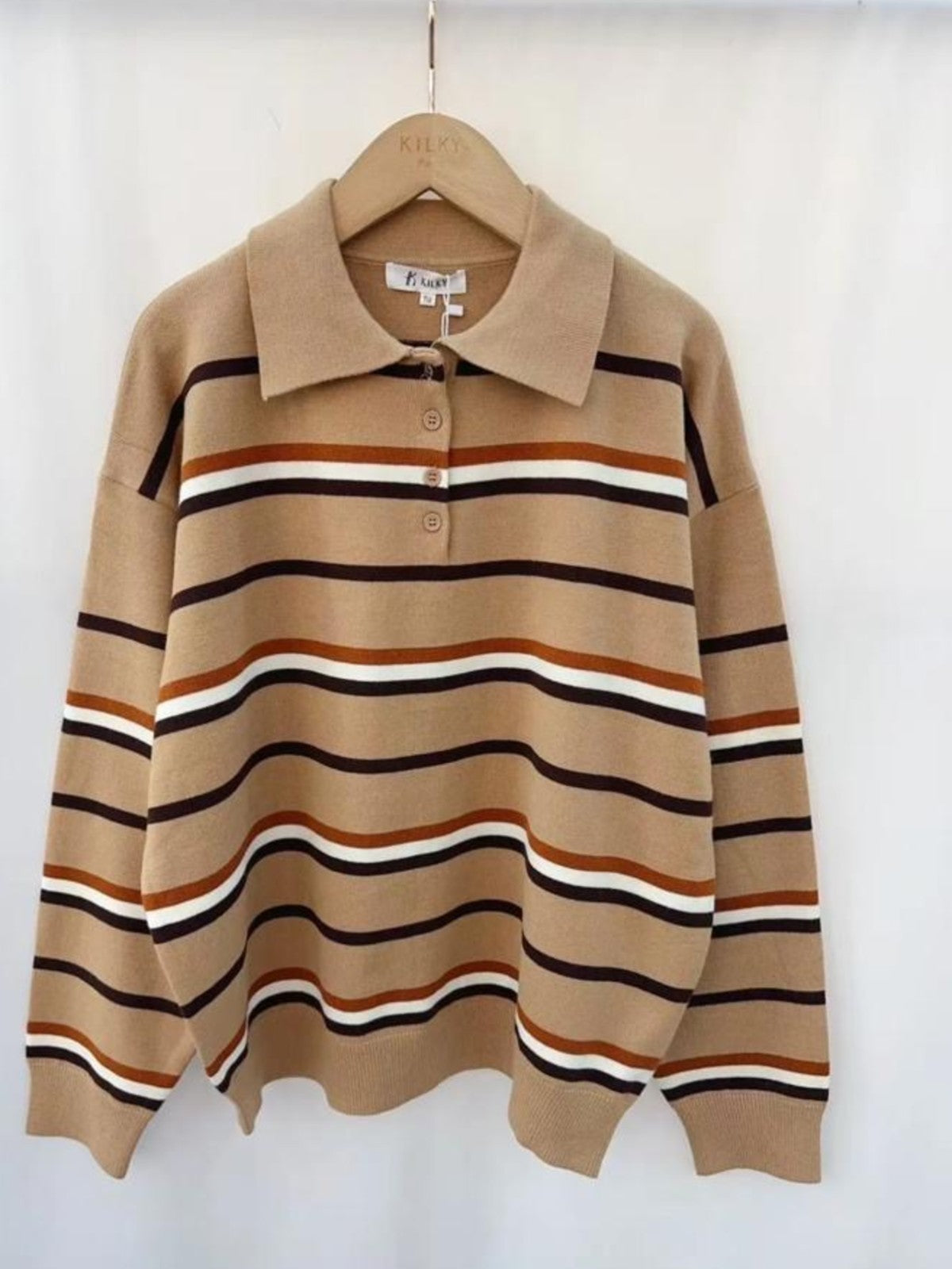 Coleen Camel Striped Jumper
