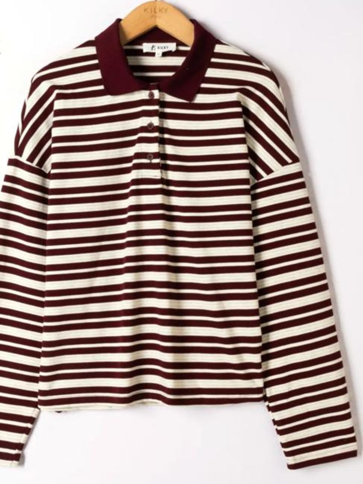 Effie Burgundy Polo Top