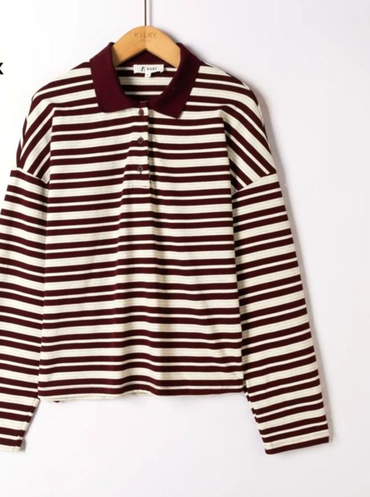 Effie Burgundy Polo Top