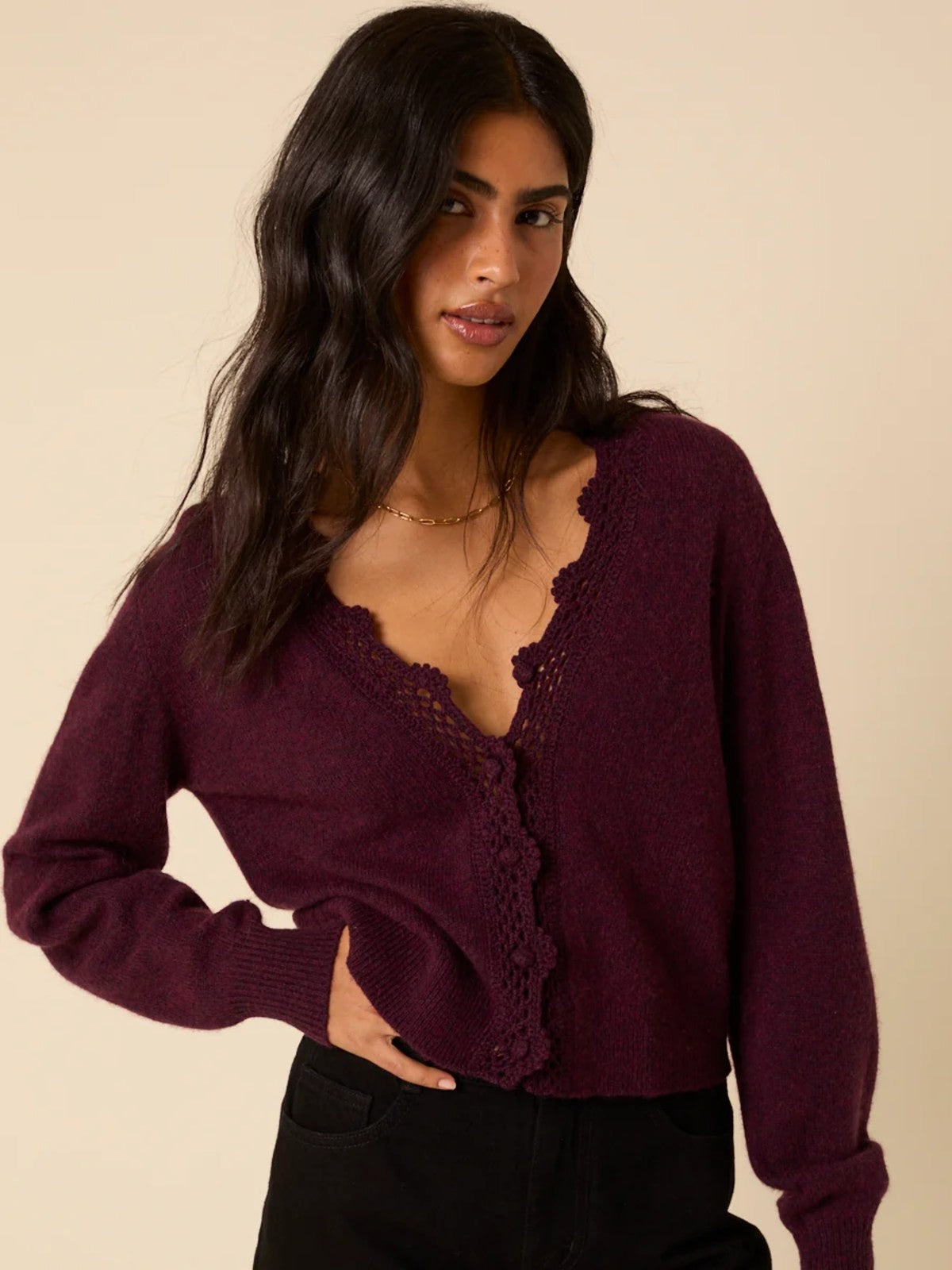 Elodie Burgundy Cardigan