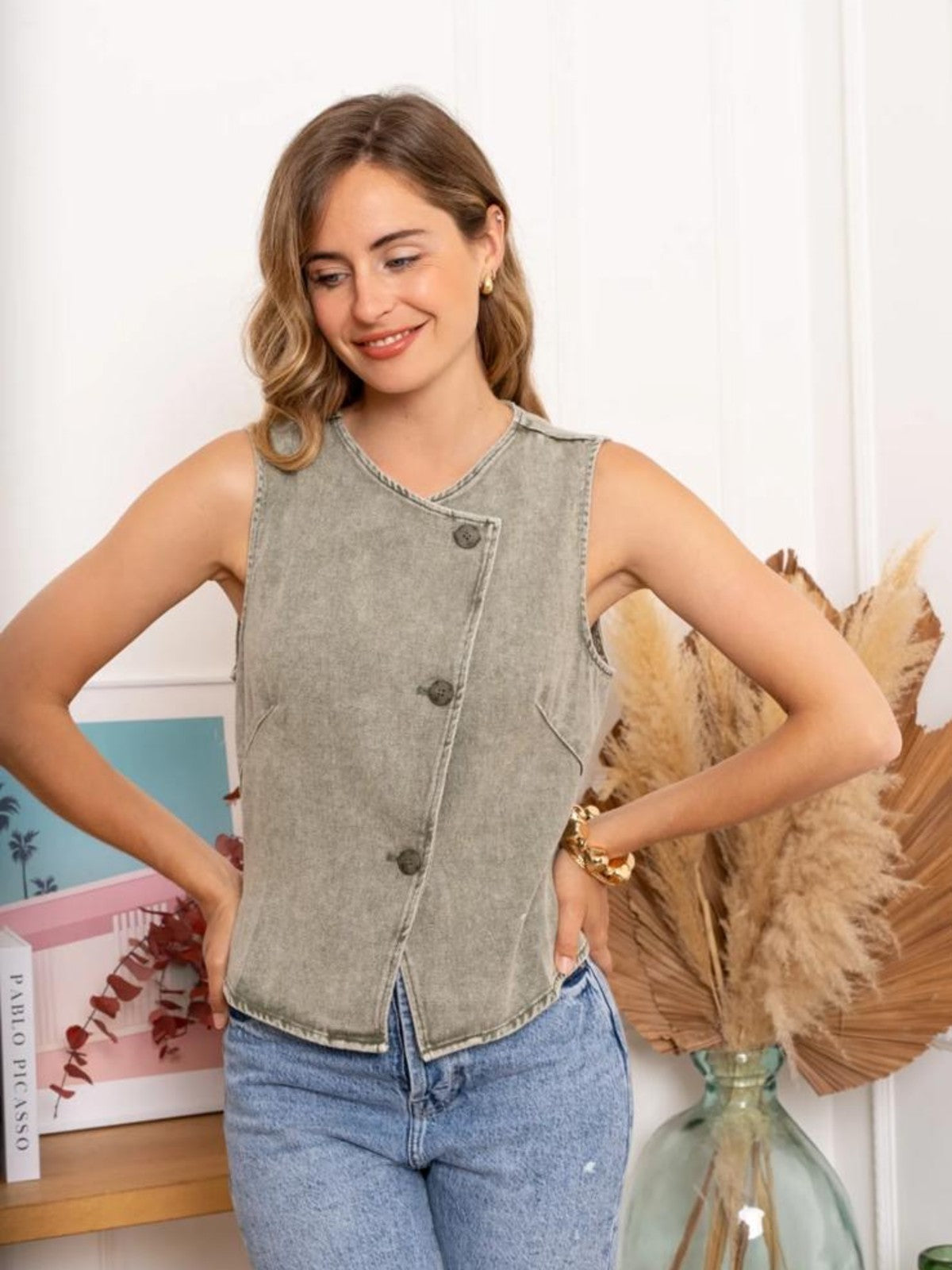 Emily Khaki Waistcoat