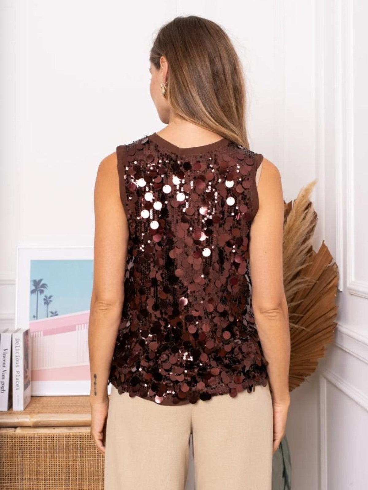 Eve Brown Sequin Top