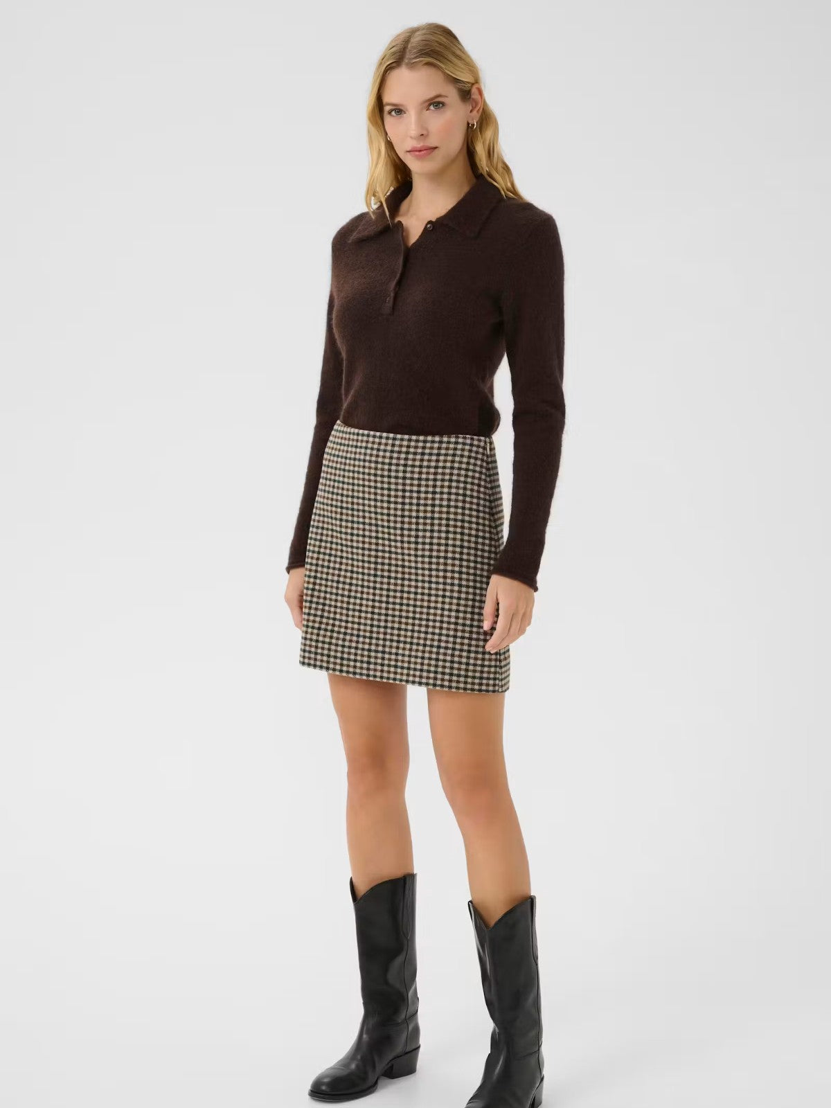 Julissa Brown Check Skirt