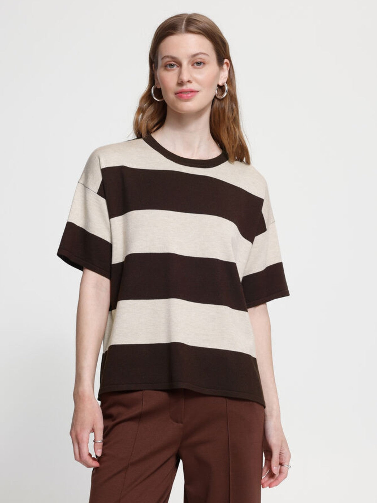 Luls Brown Striped Pullover
