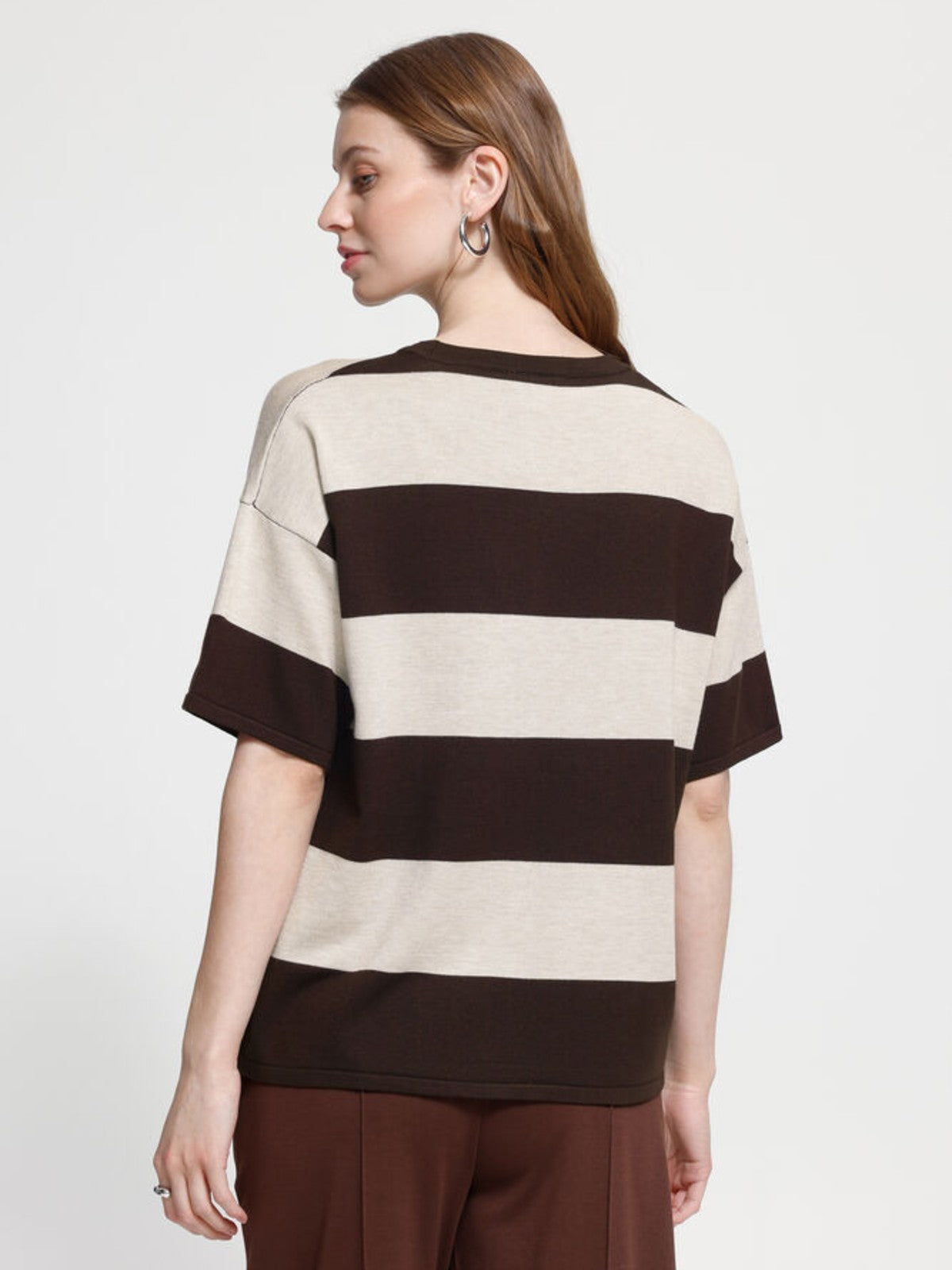 Luls Brown Striped Pullover