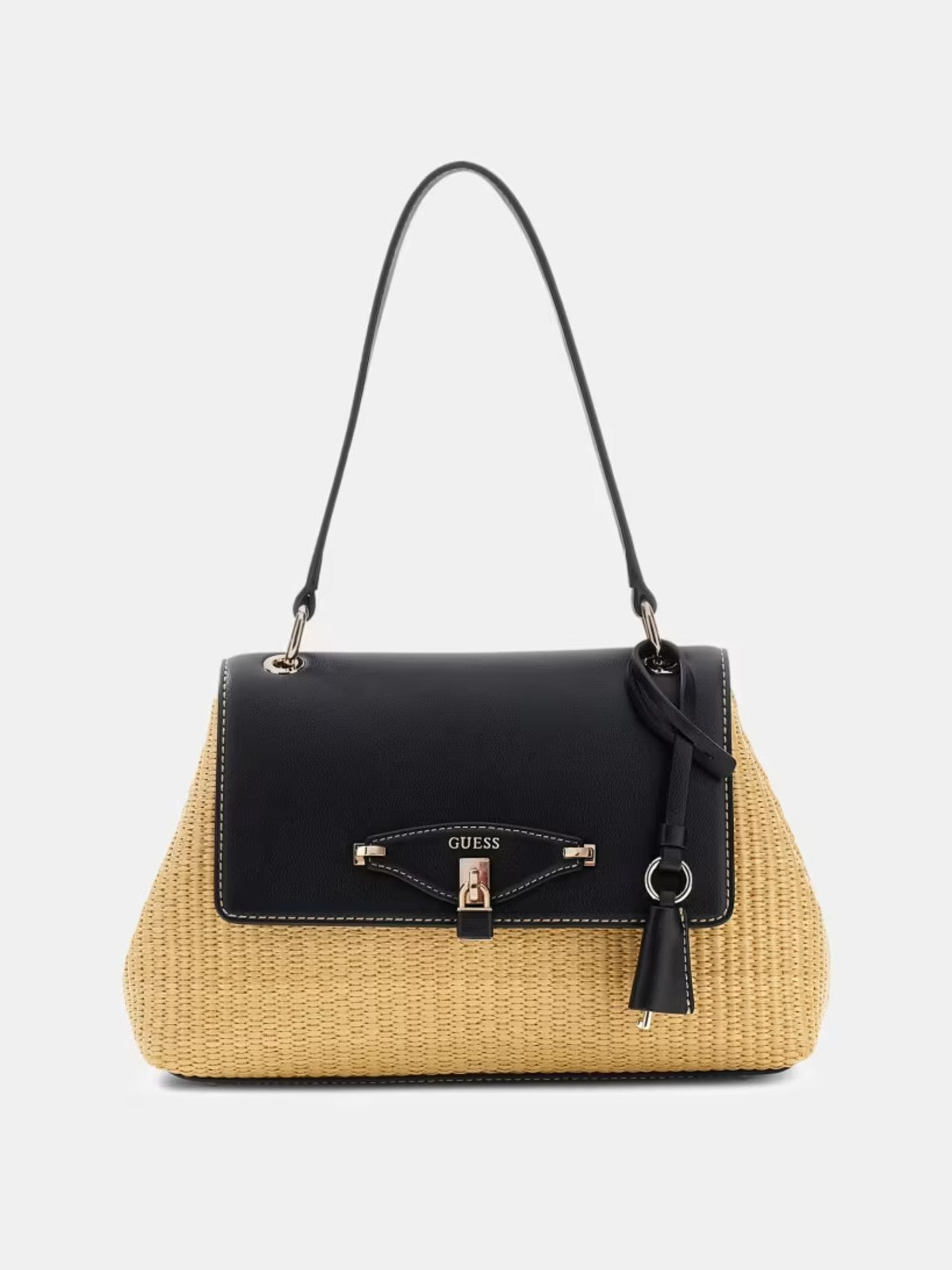 Maggie Black Straw Bag