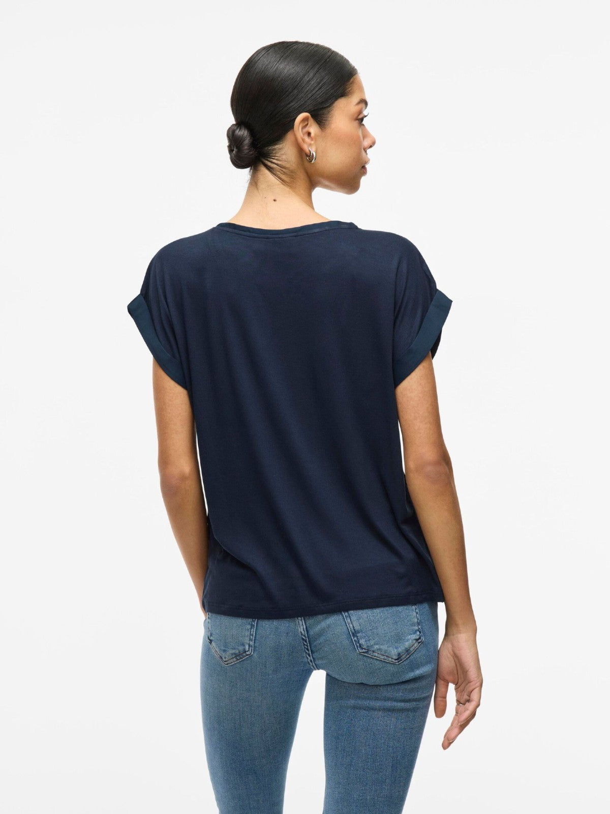 Viellette Navy Satin Top