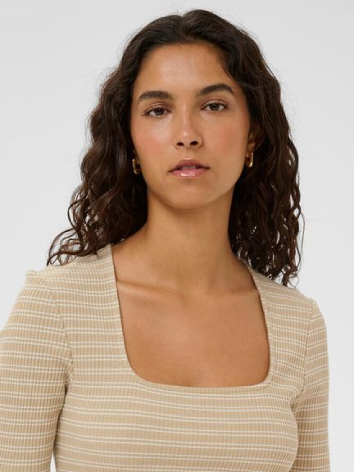 Simone Beige Striped Dress