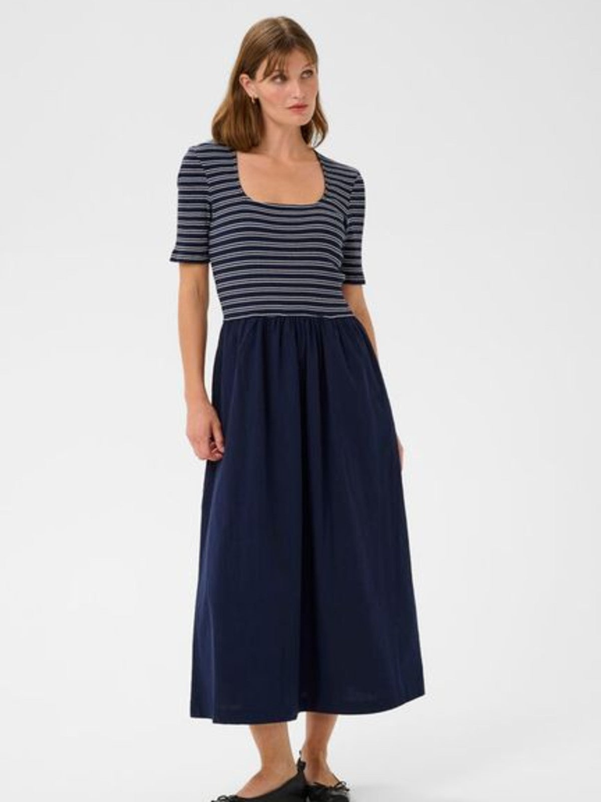 Simone Navy Striped Dress