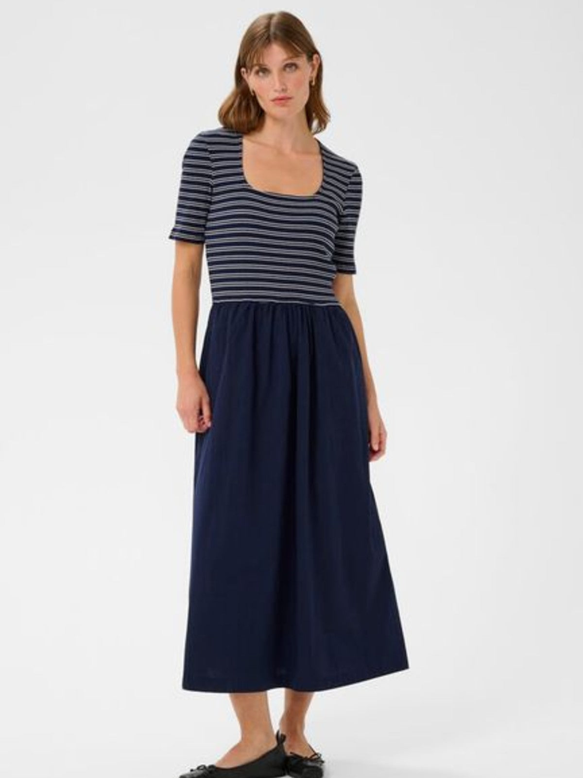 Simone Navy Striped Dress