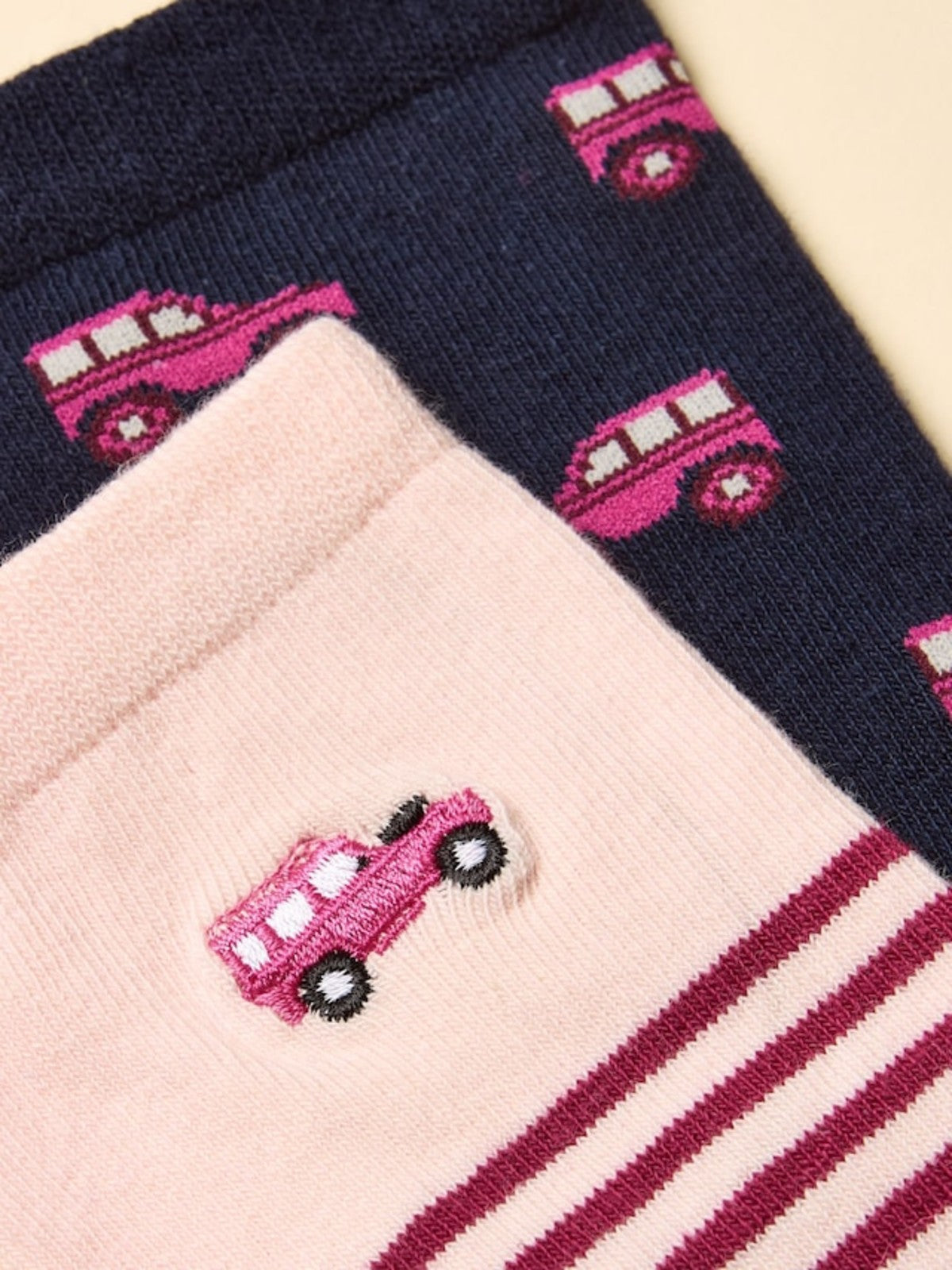 Everyday 2 Pack Navy &amp; Pink Socks
