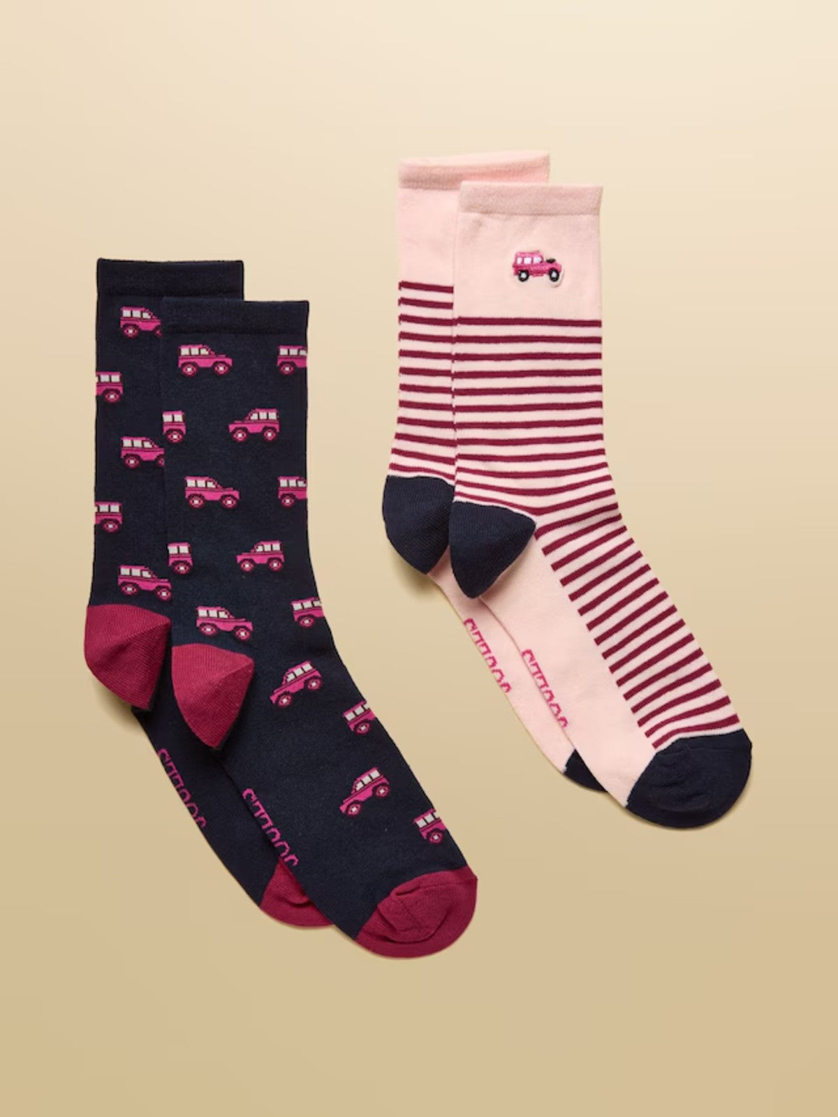 Everyday 2 Pack Navy &amp; Pink Socks