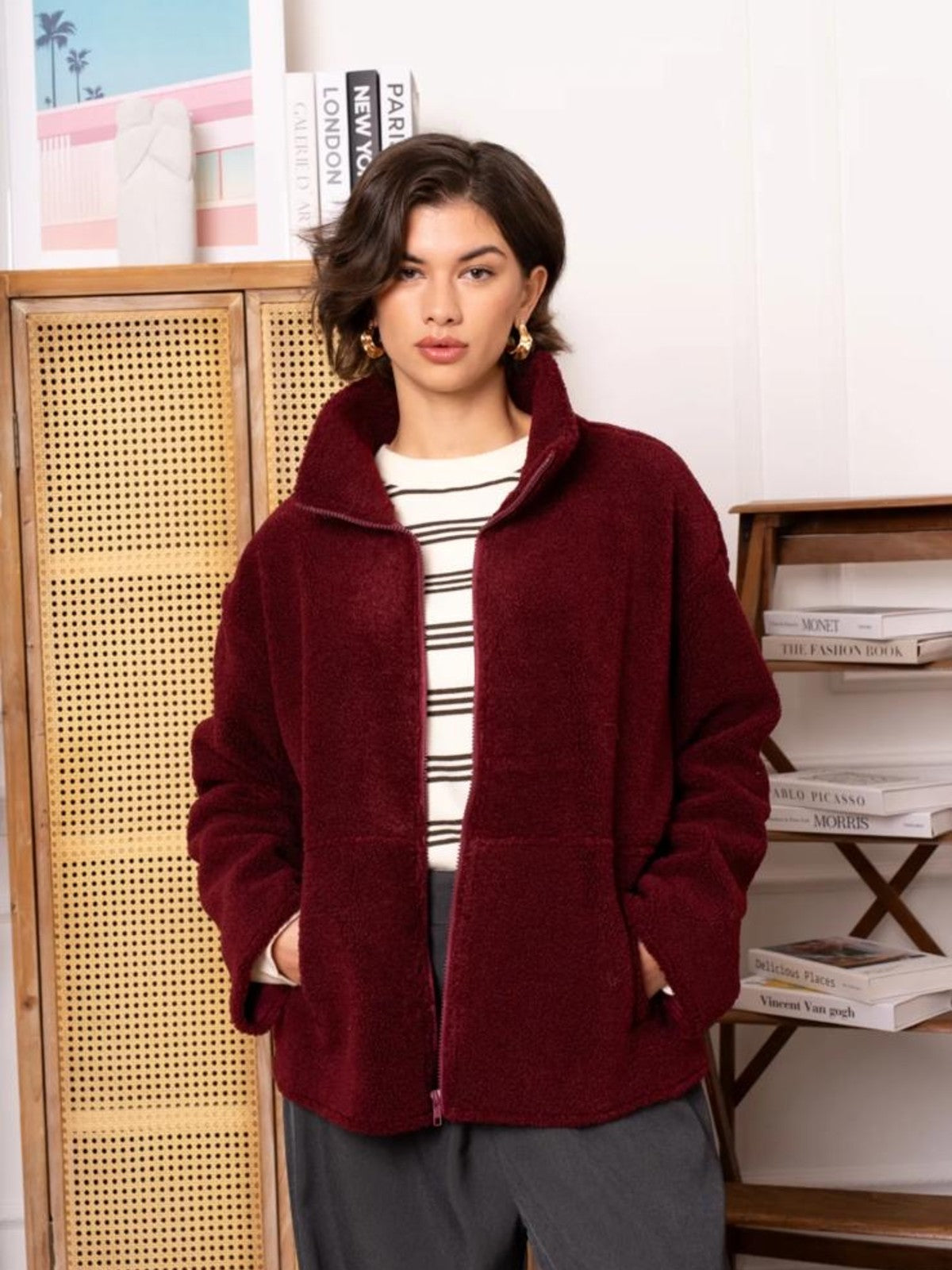 Taylor Burgundy Fleece